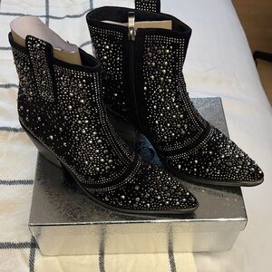 Amazon Black Rhinestone Ankle Booties